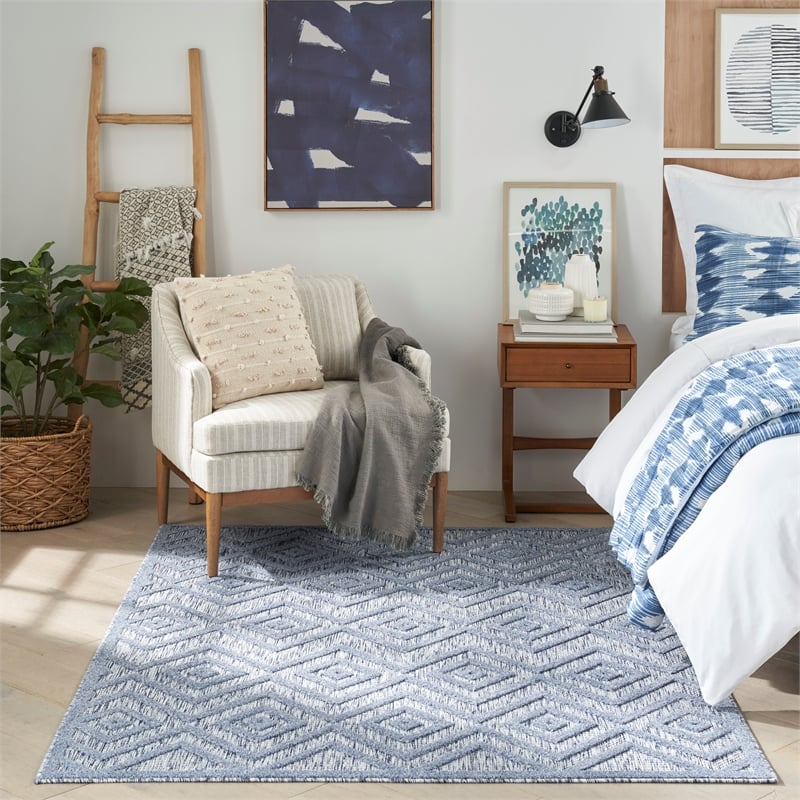 Nourison Versatile 6' x 9' Indoor/Outdoor Rug in Denim Blue