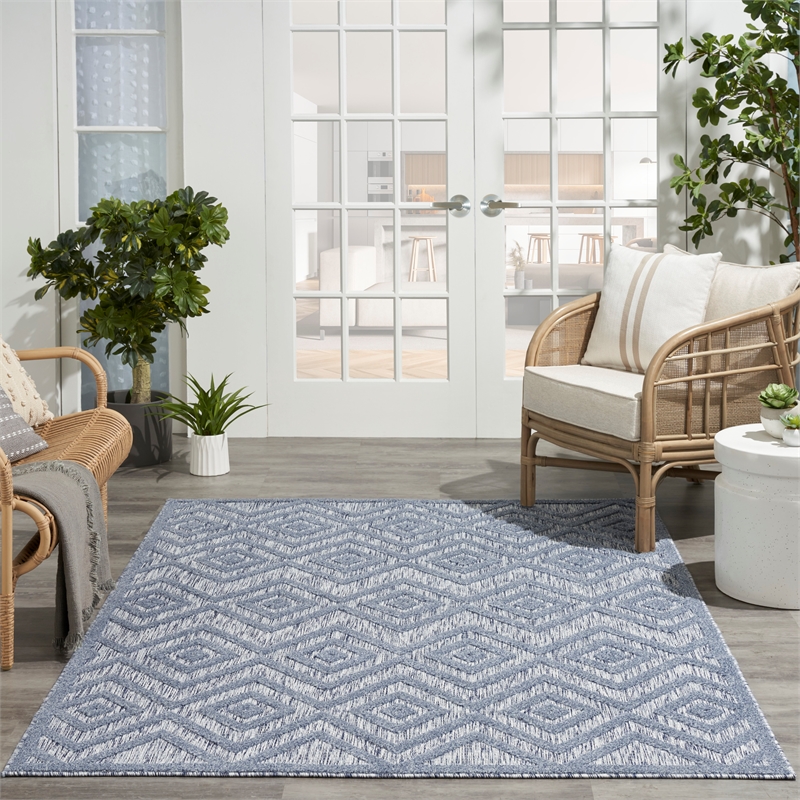 Nourison Versatile 6' x 9' Indoor/Outdoor Rug in Denim Blue