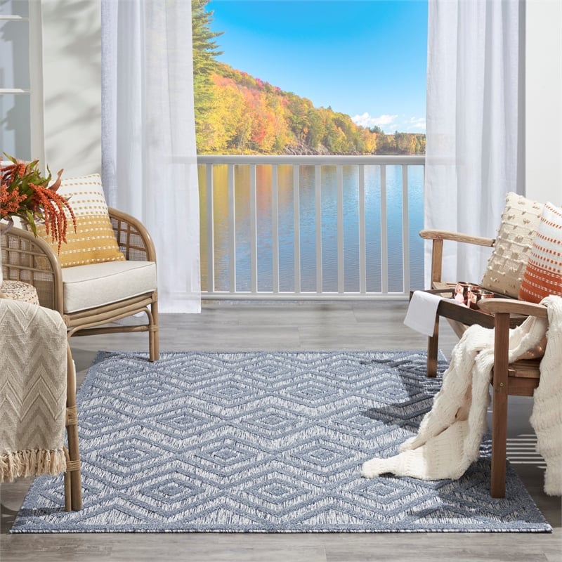 Nourison Versatile 6' x 9' Indoor/Outdoor Rug in Denim Blue