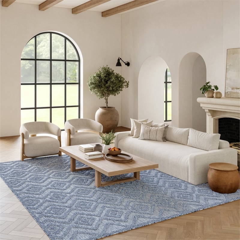 Nourison Versatile 6' x 9' Indoor/Outdoor Rug in Denim Blue