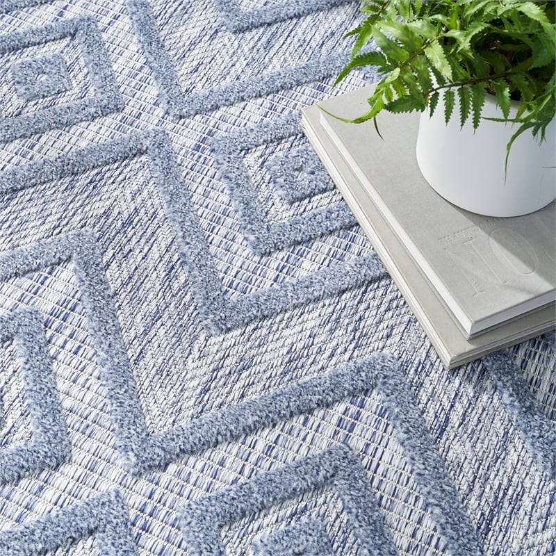 Nourison Versatile 6' x 9' Indoor/Outdoor Rug in Denim Blue