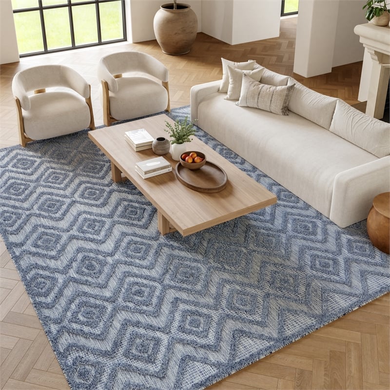 Nourison Versatile 6' x 9' Indoor/Outdoor Rug in Denim Blue