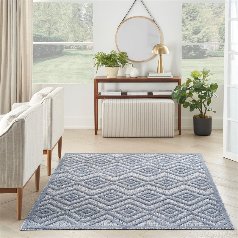 Nourison Versatile 6' x 9' Indoor/Outdoor Rug in Denim Blue