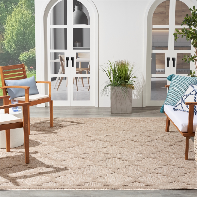 Nourison Easy Care 7' x 10' Fabric Natural Beige Modern Rug