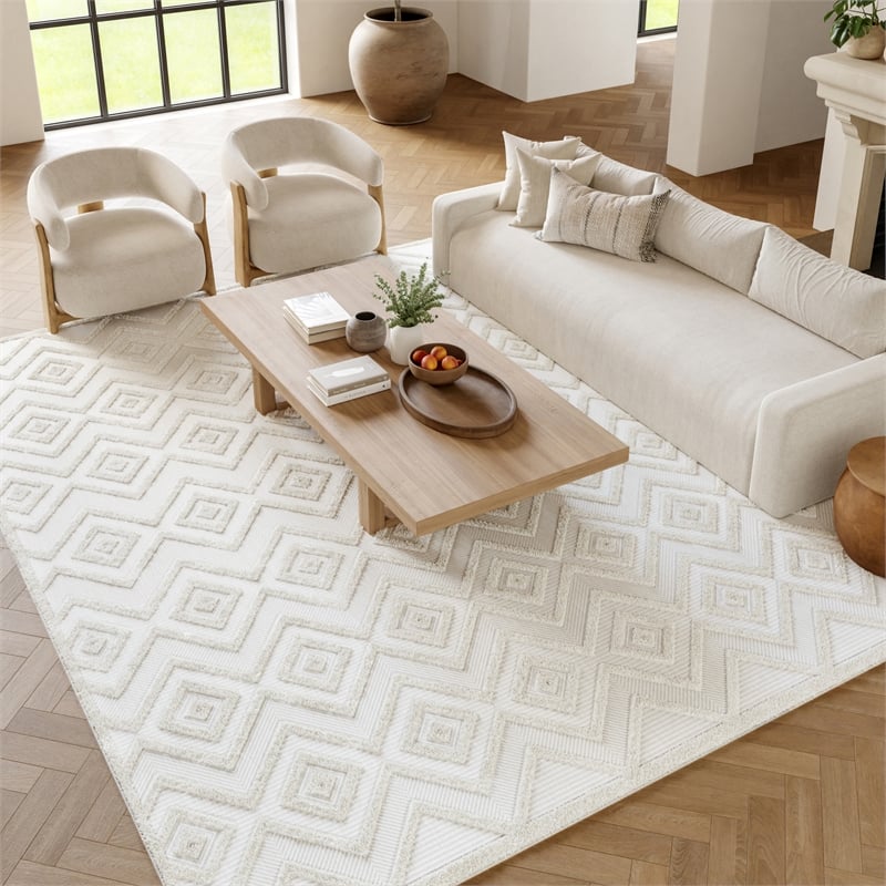 Nourison Versatile 6' x 9' Indoor/Outdoor Rug in Ivory/White
