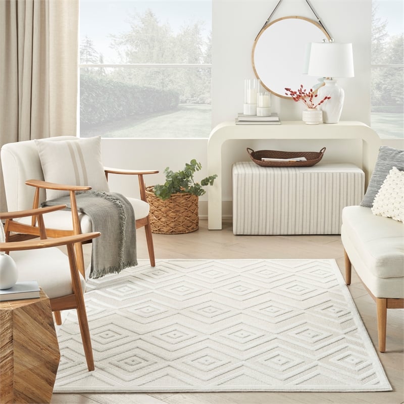 Nourison Versatile 6' x 9' Indoor/Outdoor Rug in Ivory/White