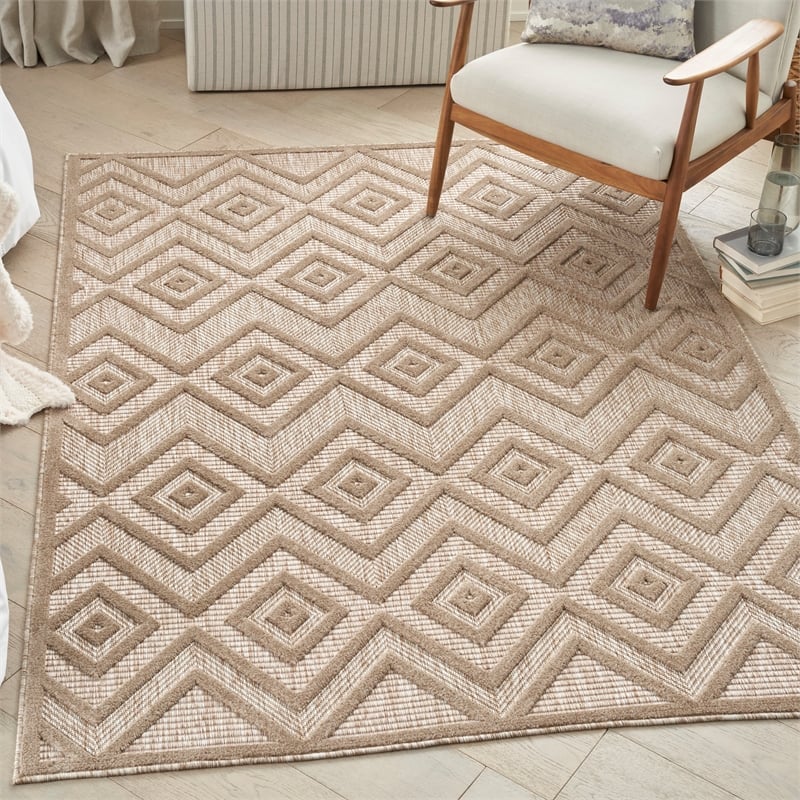 Nourison Versatile 6' x 9' Fabric Indoor/Outdoor Rug in Natural Beige