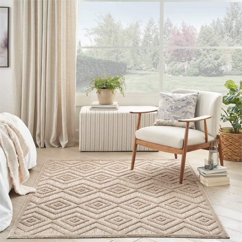 Nourison Versatile 6' x 9' Fabric Indoor/Outdoor Rug in Natural Beige