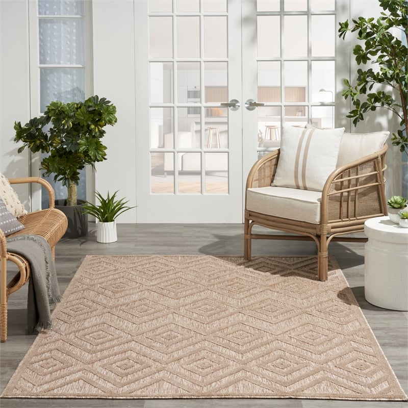 Nourison Versatile 6' x 9' Fabric Indoor/Outdoor Rug in Natural Beige
