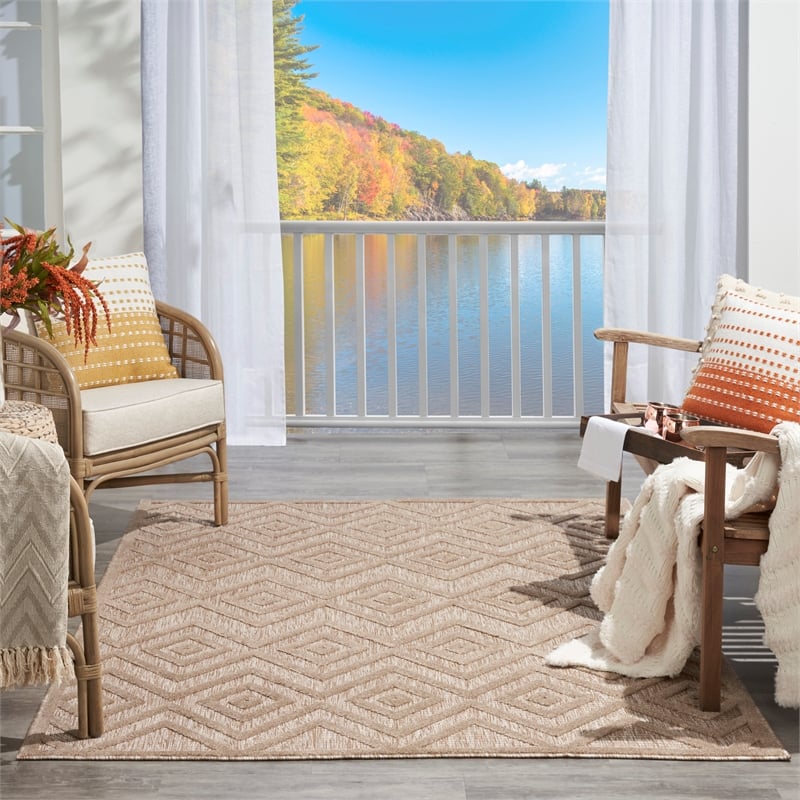 Nourison Versatile 6' x 9' Fabric Indoor/Outdoor Rug in Natural Beige