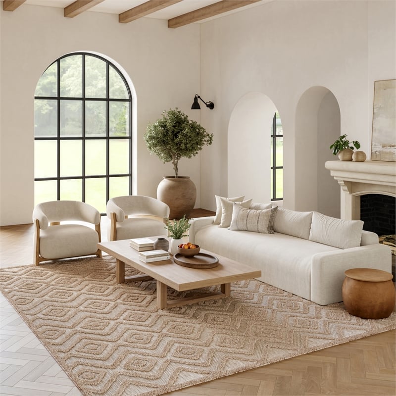 Nourison Versatile 6' x 9' Fabric Indoor/Outdoor Rug in Natural Beige