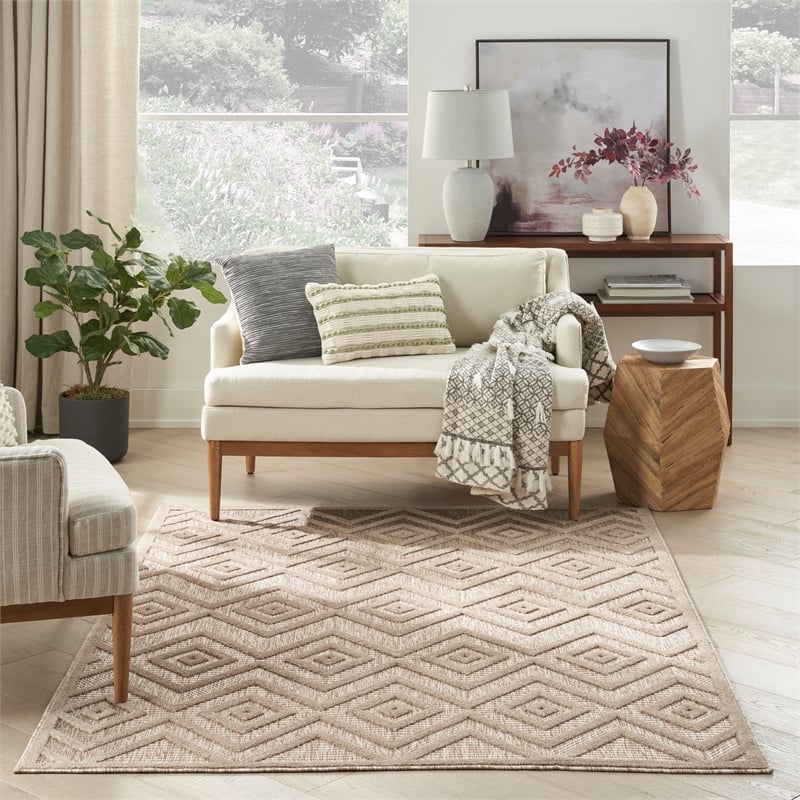 Nourison Versatile 6' x 9' Fabric Indoor/Outdoor Rug in Natural Beige