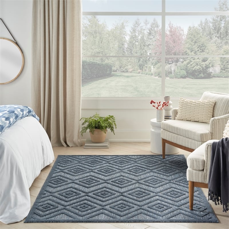 Nourison Versatile 6' x 9' Indoor/Outdoor Rug in Navy Blue
