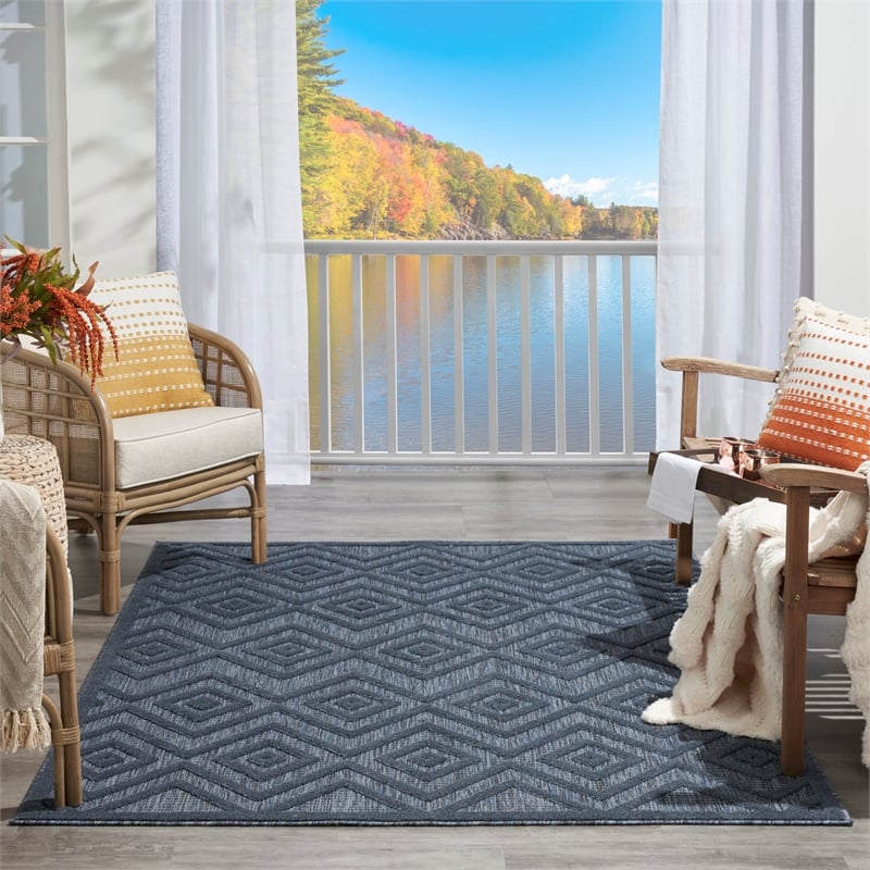 Nourison Versatile 6' x 9' Indoor/Outdoor Rug in Navy Blue