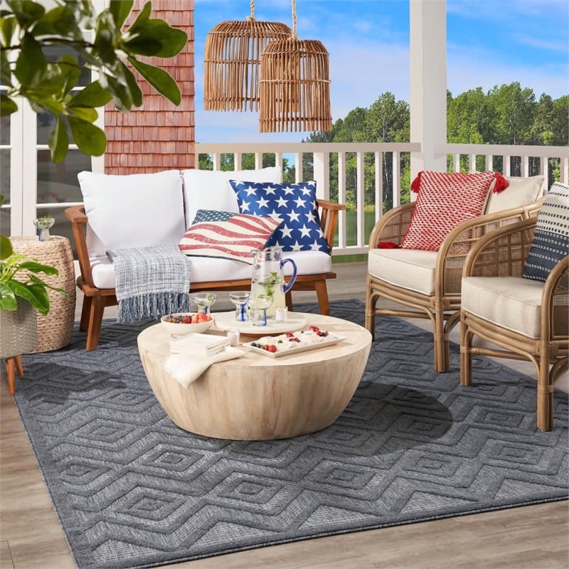 Nourison Versatile 6' x 9' Indoor/Outdoor Rug in Navy Blue