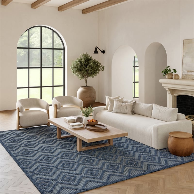 Nourison Versatile 6' x 9' Indoor/Outdoor Rug in Navy Blue