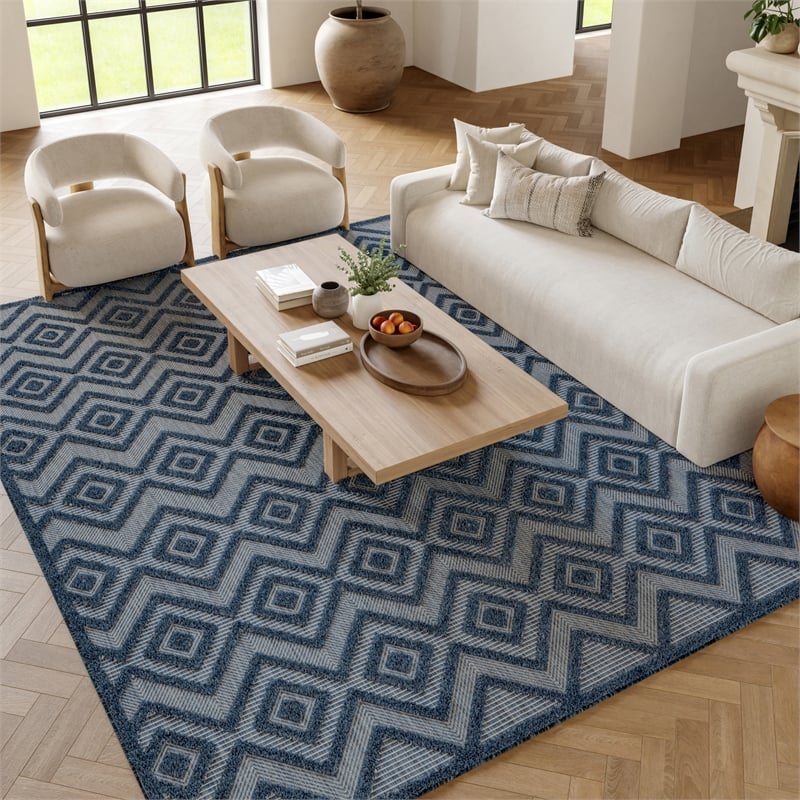 Nourison Versatile 6' x 9' Indoor/Outdoor Rug in Navy Blue