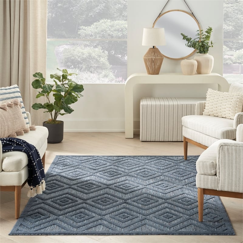 Nourison Versatile 6' x 9' Indoor/Outdoor Rug in Navy Blue