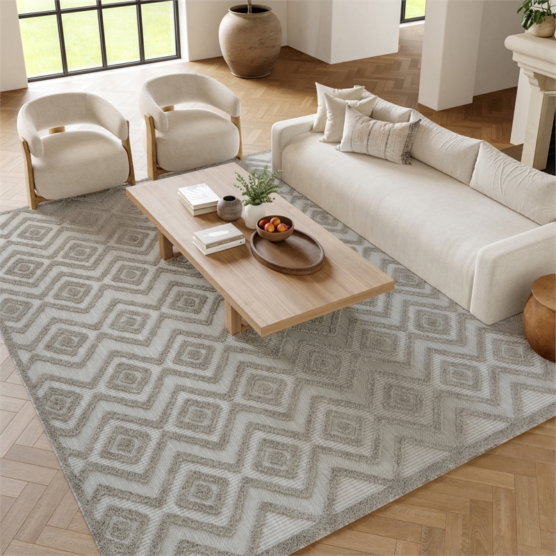 Nourison Versatile 6' x 9' Indoor/Outdoor Rug in Silver Grey