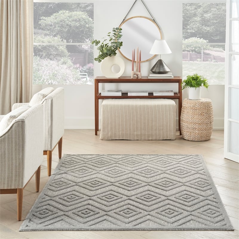 Nourison Versatile 6' x 9' Indoor/Outdoor Rug in Silver Grey