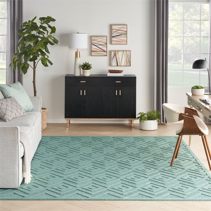Nourison Versatile 7' x 10' Indoor/Outdoor Rug in Aqua/Teal