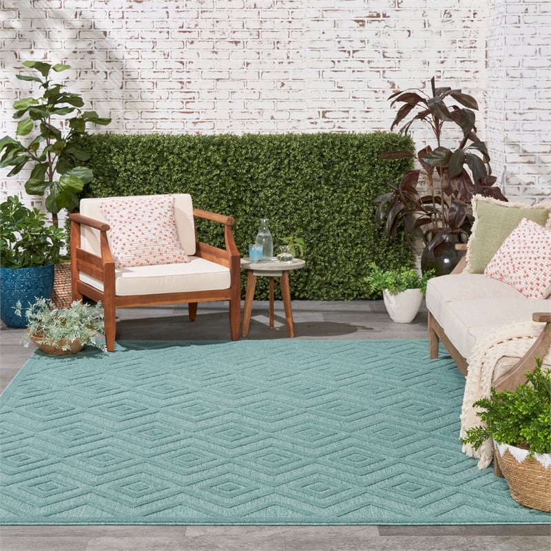 Nourison Versatile 7' x 10' Indoor/Outdoor Rug in Aqua/Teal