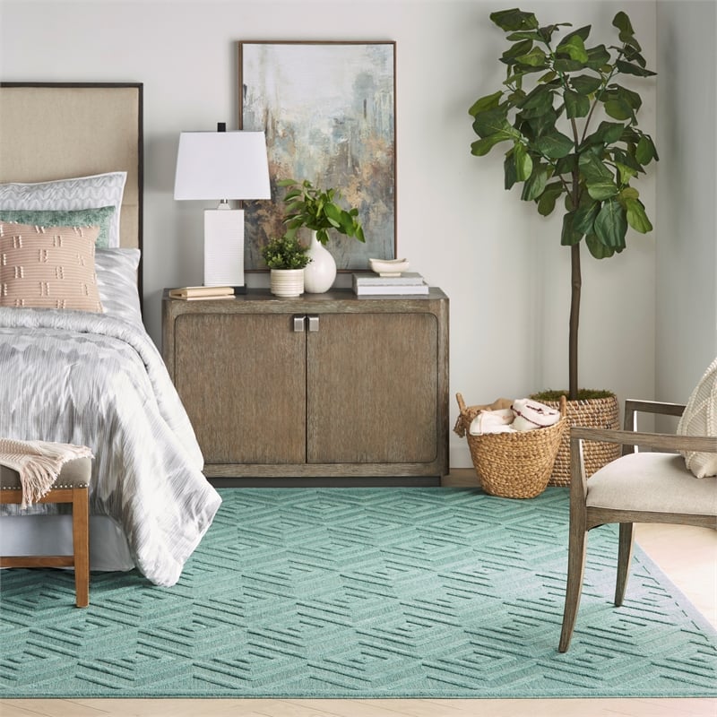 Nourison Versatile 7' x 10' Indoor/Outdoor Rug in Aqua/Teal