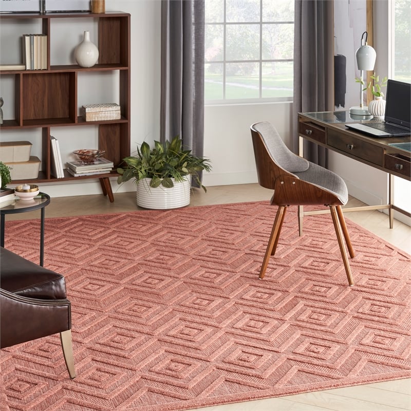 Nourison Versatile 7' x 10' Indoor/Outdoor Rug in Coral/Orange