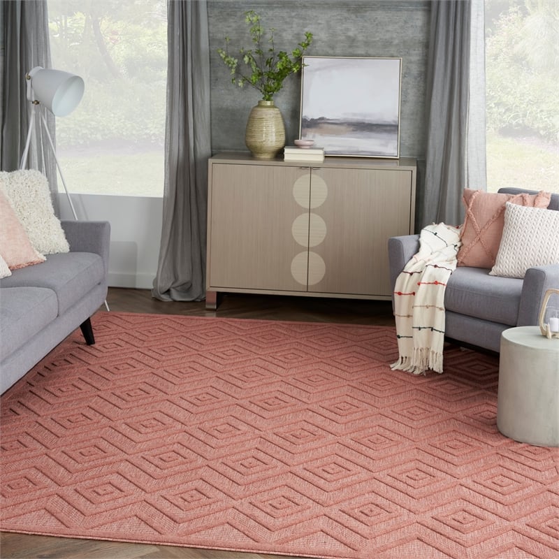 Nourison Versatile 7' x 10' Indoor/Outdoor Rug in Coral/Orange