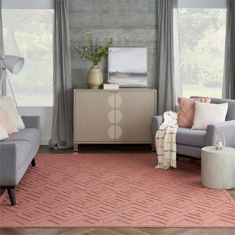 Nourison Versatile 7' x 10' Indoor/Outdoor Rug in Coral/Orange