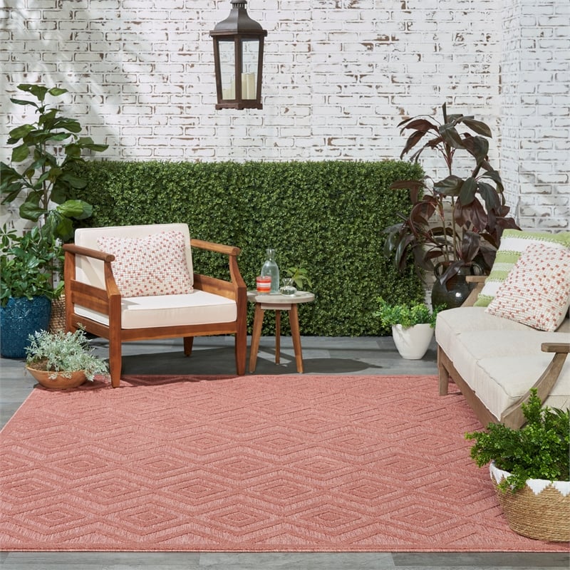 Nourison Versatile 7' x 10' Indoor/Outdoor Rug in Coral/Orange
