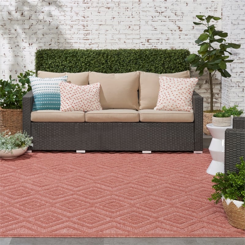 Nourison Versatile 7' x 10' Indoor/Outdoor Rug in Coral/Orange