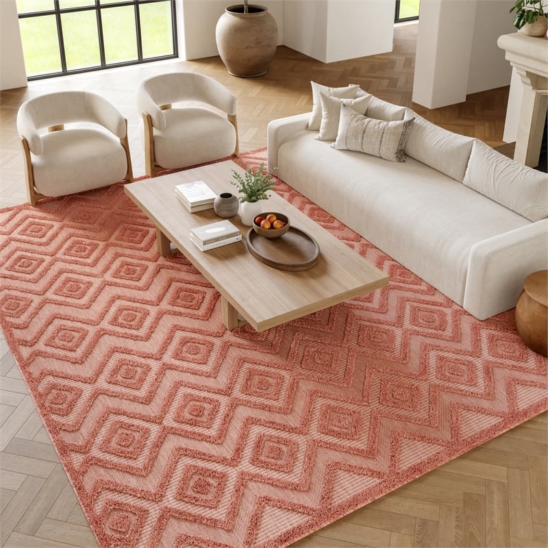 Nourison Versatile 7' x 10' Indoor/Outdoor Rug in Coral/Orange