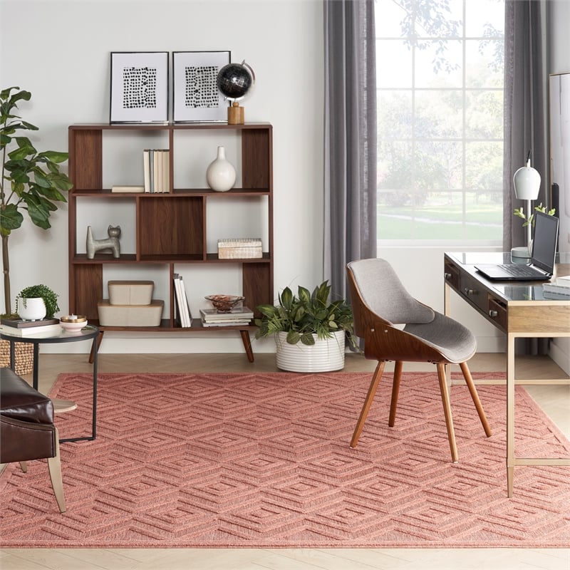 Nourison Versatile 7' x 10' Indoor/Outdoor Rug in Coral/Orange