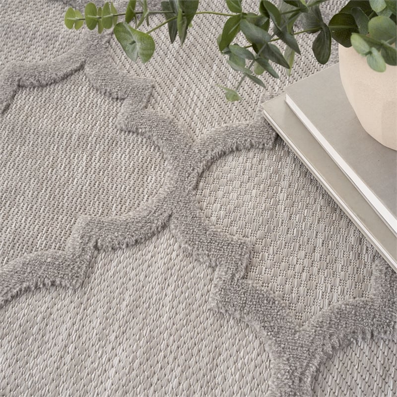 Nourison Easy Care 9' x 12' Silver Gray Fabric Modern Area Rug (9' x 12')