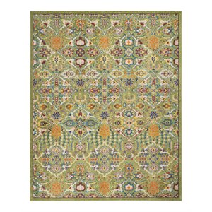Nourison Allur 94x118&quot Rectangle Transitional Fabric Area Rug in Sage Green