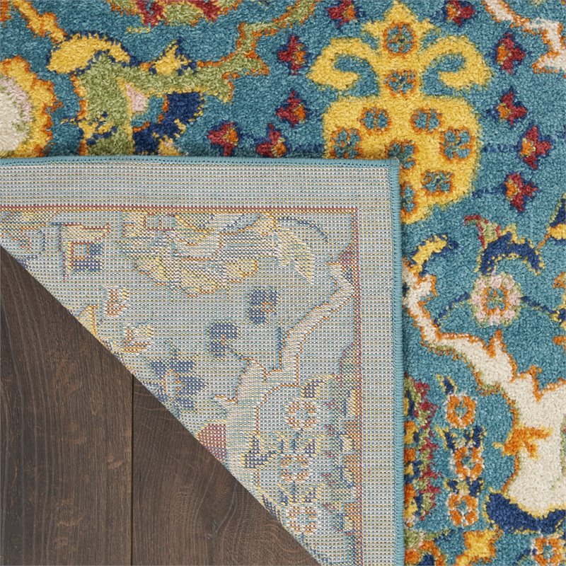 Nourison Allur 8' Runner Turquoise Ivory Fabric Bohemian Area Rug (8' Runner)