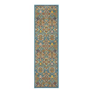 Nourison Allur 8' Runner Turquoise Ivory Fabric Bohemian Area Rug (8' Runner)