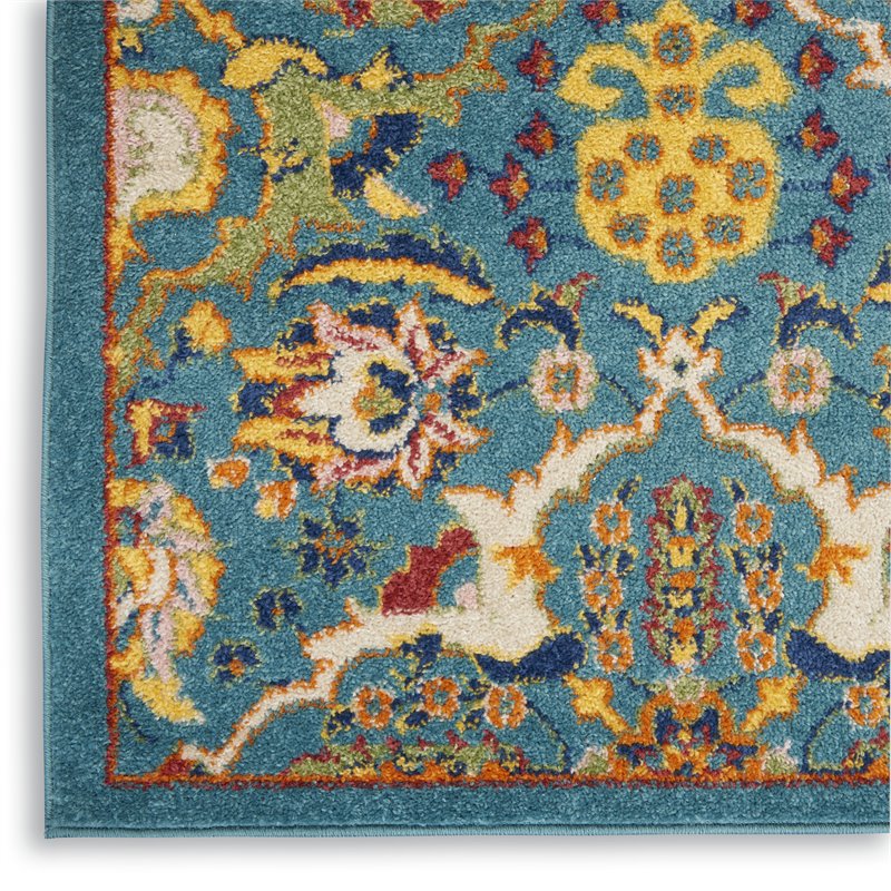 Nourison Allur 4' x 6' Turquoise Ivory Fabric Bohemian Area Rug (4' x 6')