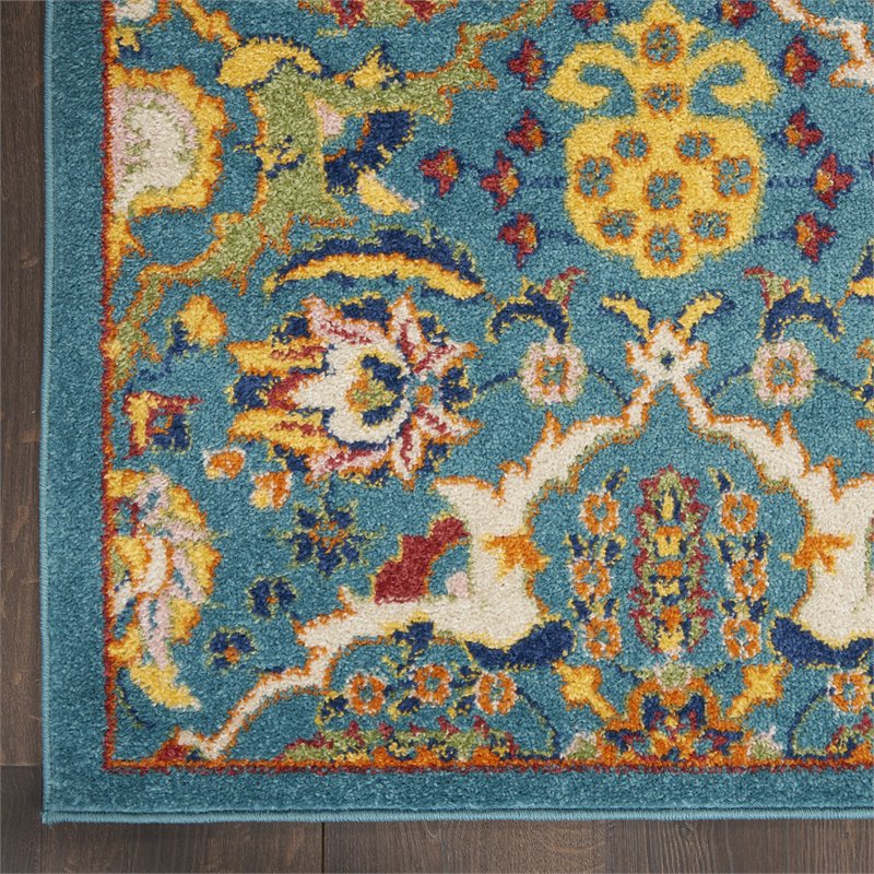 Nourison Allur 4' x 6' Turquoise Ivory Fabric Bohemian Area Rug (4' x 6')