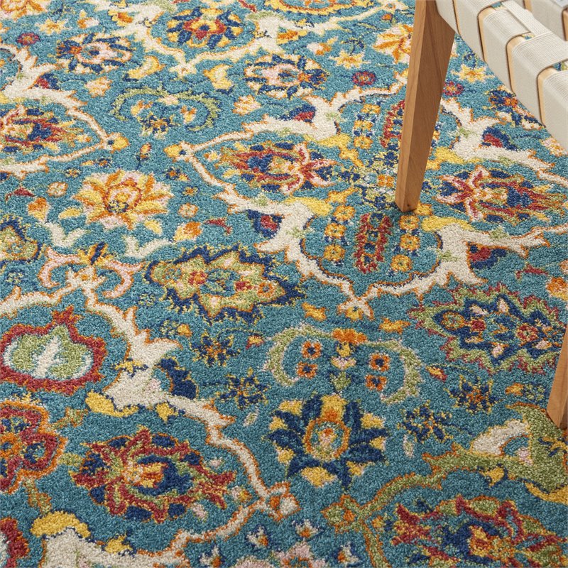 Nourison Allur 4' x 6' Turquoise Ivory Fabric Bohemian Area Rug (4' x 6')