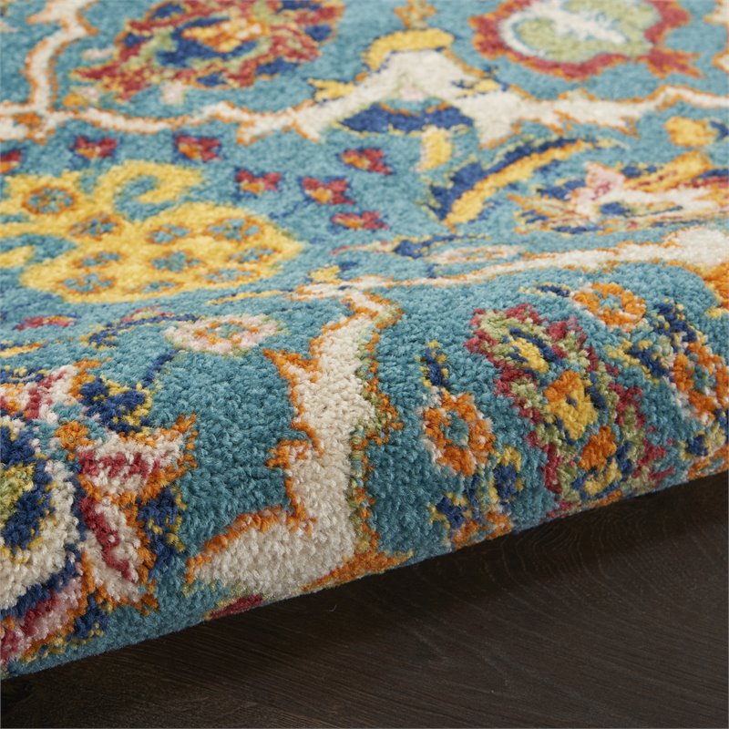 Nourison Allur 4' x 6' Turquoise Ivory Fabric Bohemian Area Rug (4' x 6')