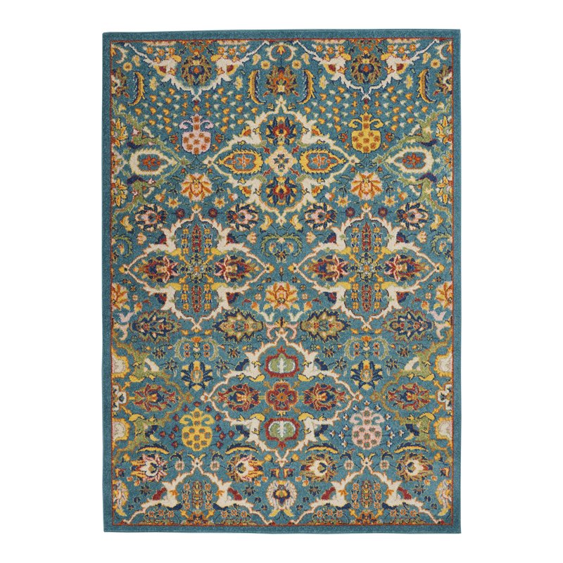 Nourison Allur 4' x 6' Turquoise Ivory Fabric Bohemian Area Rug (4' x 6')