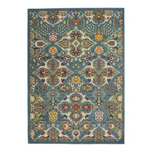 Nourison Allur 4' x 6' Turquoise Ivory Fabric Bohemian Area Rug (4' x 6')