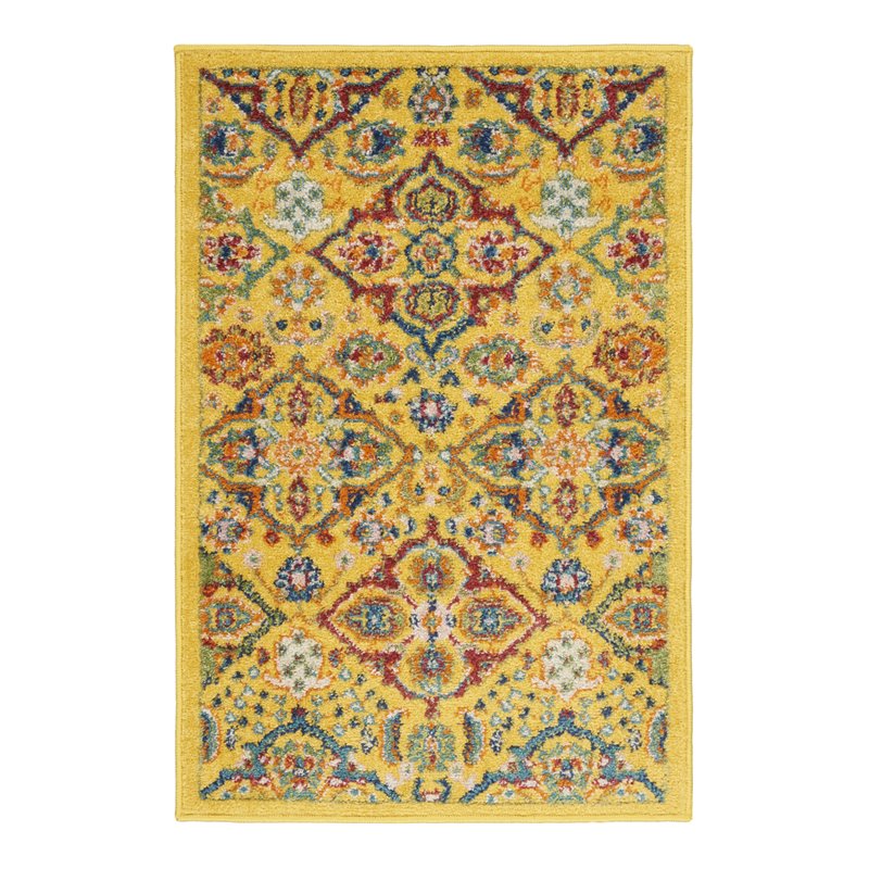 Nourison Allur 2' x 3' Yellow Multicolor Fabric Bohemian Area Rug (2' x 3')