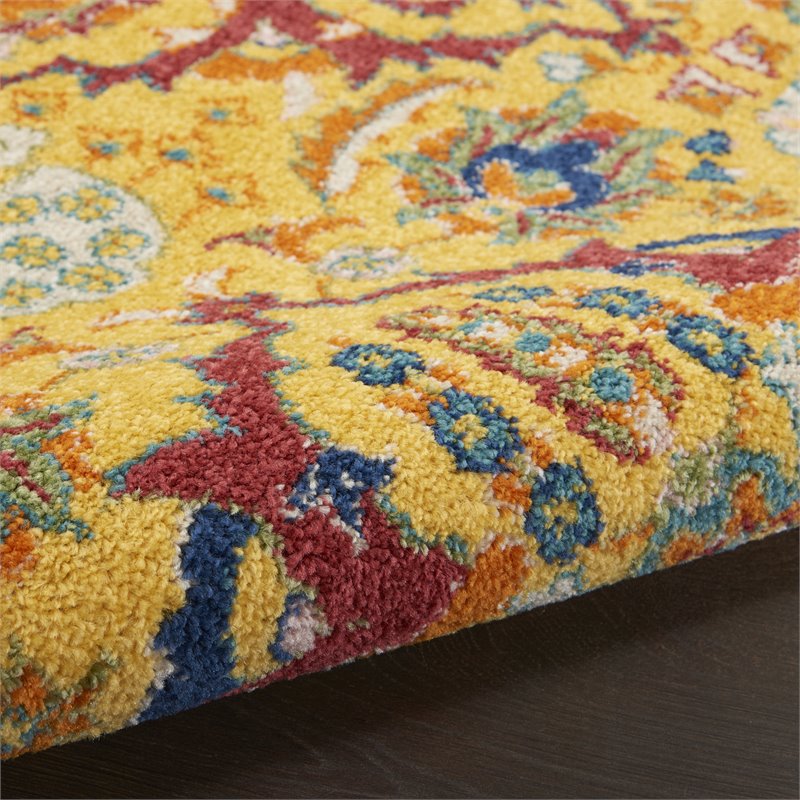 Nourison Allur 8' Runner Yellow Multicolor Fabric Bohemian Area Rug (8' Runner)