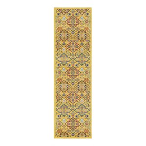Nourison Allur 8' Runner Yellow Multicolor Fabric Bohemian Area Rug (8' Runner)