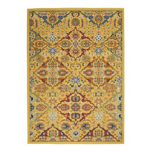 Nourison Allur 63x87&quot Rectangle Transitional Fabric Area Rug in Yellow/Green