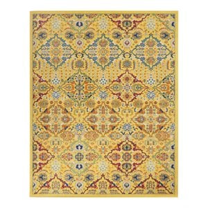 Nourison Allur 94x118&quot Rectangle Transitional Fabric Area Rug in Yellow/Green