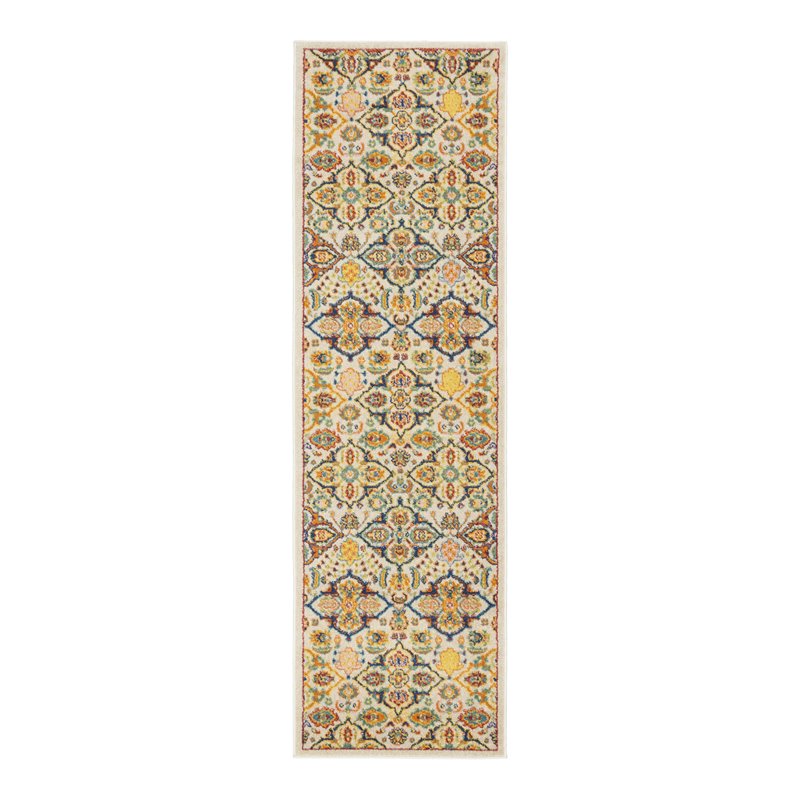Nourison Allur 8' Runner Ivory Multicolor Fabric Bohemian Area Rug (8' Runner)